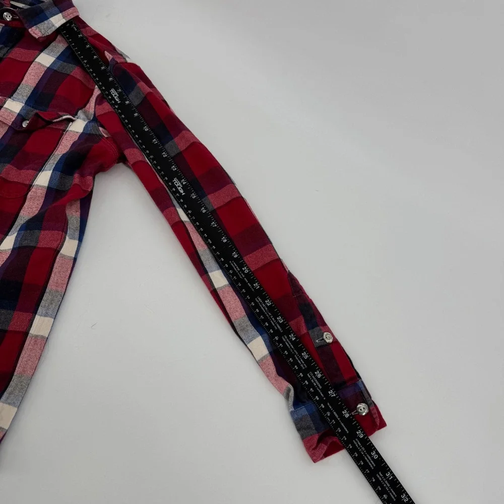 Polo Ralph Lauren Mens Naval Res Plaid Flannel Shirt Red Blue Small